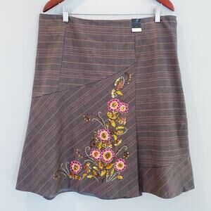 Venezia Plaid Sequin Floral Trumpet Skirt Size 16 NEW